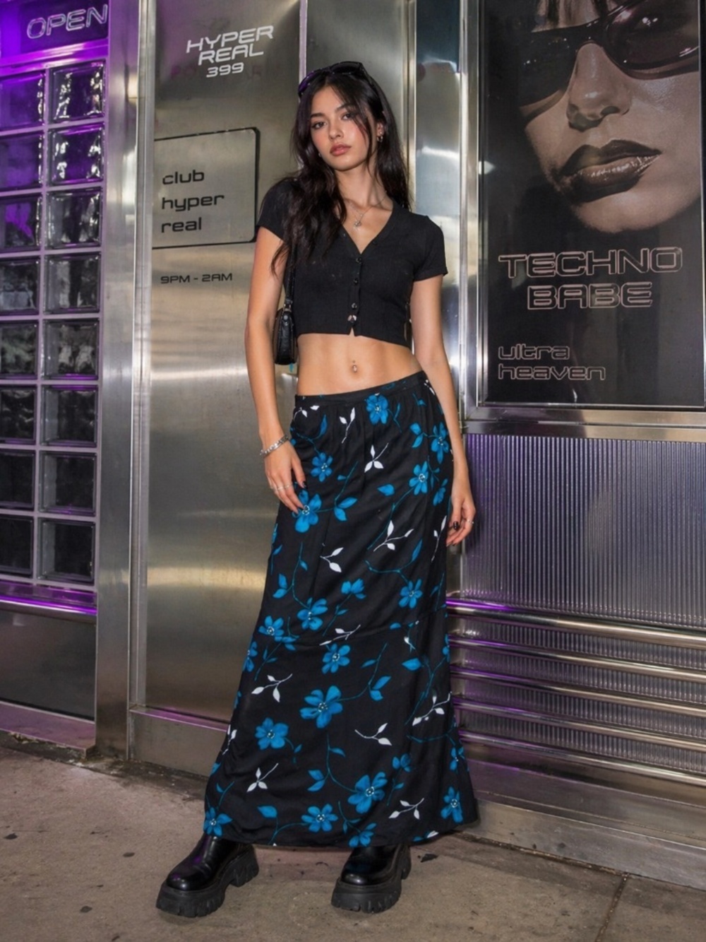 Paul Richard Uniform Vtg Maxi Floral Skirt Medium Y2K Whimsigoth Fairy Grunge